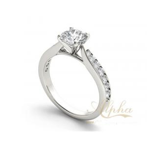 Customized Silver Halo Diamond Engagement Rings 