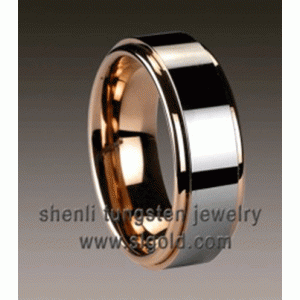 Tungsten ring for men rose gold plating 