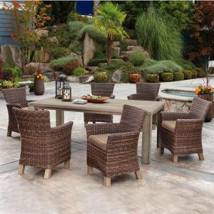 Poly rattan garden dining table set