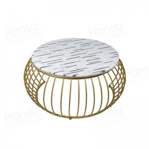 Custom Round Marble Top Gold Frame Coffee Table