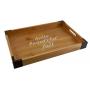 Wooden tray w / metal corners, rectangular, fall