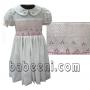 White with pink smocked dresses - DR 651